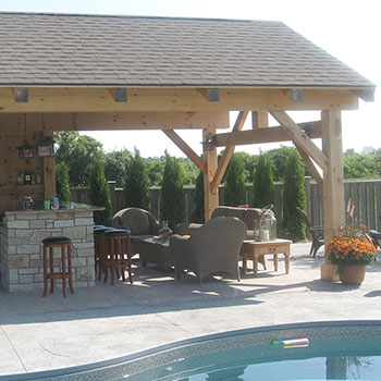 Timber Frame Cabana by the pool